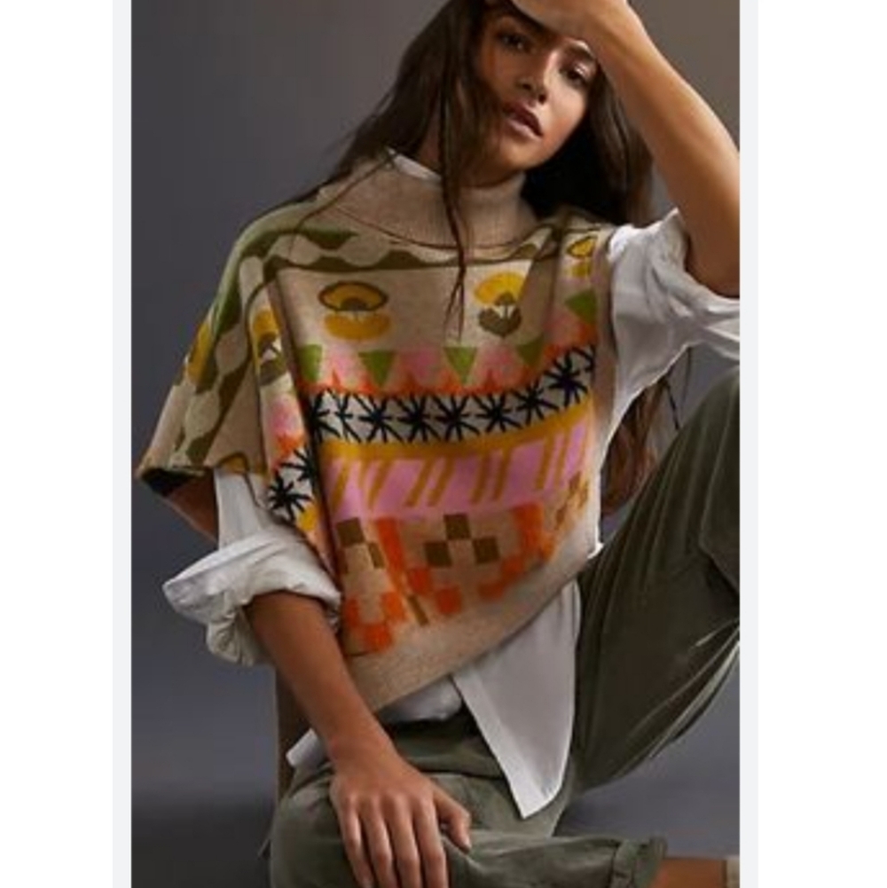 Anthropologie Maeve Asymmetrical Hemline Cowl Neck Sweater Size: One Size